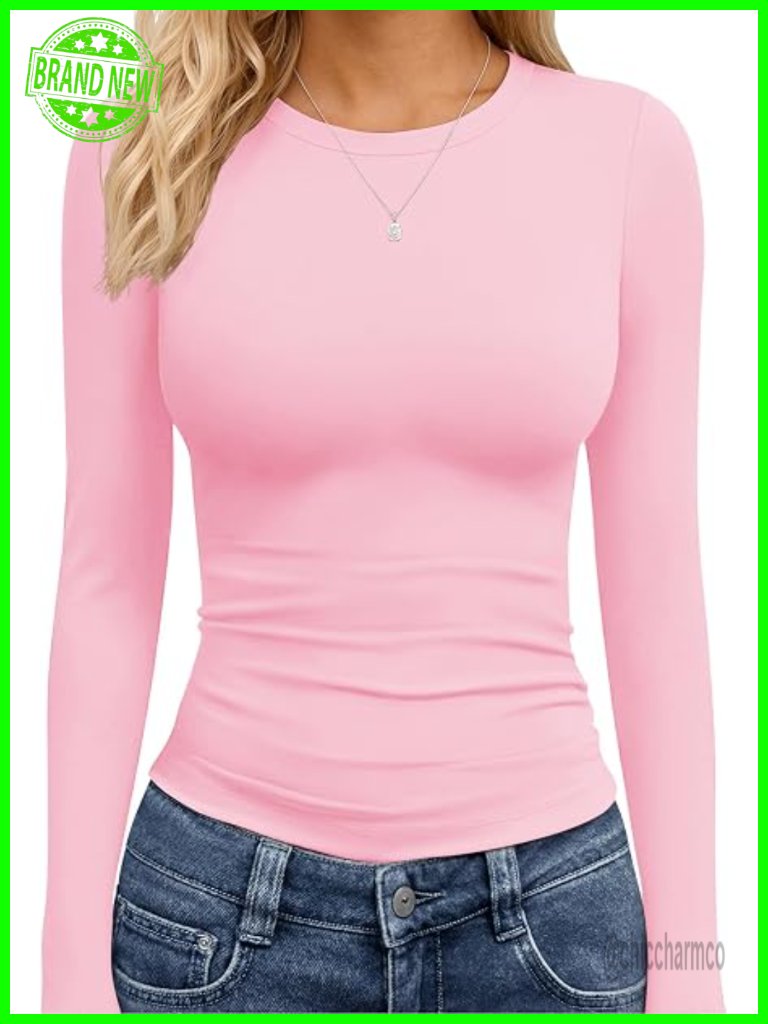 Long Sleeve Crop Top Y2k Basic Tees For Women Fall Winter Workout